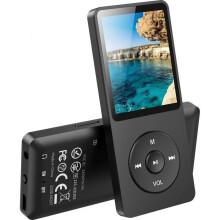 Lecteur MP3 32 Go, Bluetooth 5.3, audio sans perte HiFi, 70 h d’autonomie, avec haut-parleur, radio FM et enregistrement, sans écouteurs