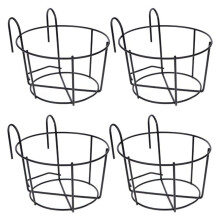 4-Teiliges Hängepflanzgefäß-Set für Geländer, Hängekörbe, Blumentopfhalter, Pflanzenständer Aus Eisen für Sukkulenten