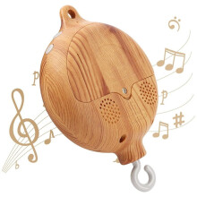Baby Mobile Rotary Music Box Imitation Wood with Rotating Hook Crib Mobile Motor,35 Song Electric Wood Grain Music Box