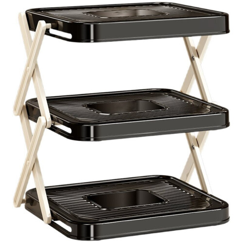 Multi Layer Stackable Plastic Kitchen Shelves for Efficient Food Preparation and Space Saving Storage