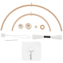 Bastelset mit Holzrahmen für Babybett, Windspiel, Mobile-Aufhänger, Handgefertigte Holzrahmen-Ornamente, Halbkreis
