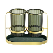 Multipurpose Cutlery Holder Elegant Golden Organizer with Drain Dual Chopstick Cage for Neat Storage and Easy Cleaning