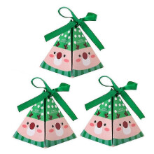 2025 50PCS Christmas Candy Box Gift Treat Boxes Santa Gift Boxes with Ribbons for Xmas Wedding Candy