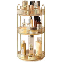 Rotating Dresser 3 Layer Lazy Tray Skin Care Perfume Dresser, Picture Color,Easy to Organize and Store