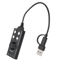 Carte Son Externe USB Type-C, Adaptateur Microphone et Casque pour Ordinateur Portable et Téléphone, Changeur de Voix, Branchez et Jouez