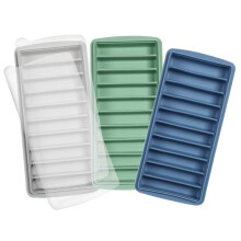 Conjunto de 3 Formas de Gelo em Silicone com Tampa, Formato Retangular e Estreito, Fácil de Desenformar, Ideais para Garrafas de Suco e Festas