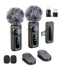 Professional Wireless Lavalier Microphone with Magnetic Clip & Noise Reduction for Phone Laptop Live Video Recording