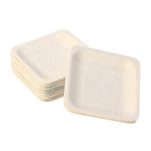 2025 100 Pcs Bamboo Disposable Plates Serving Cake Plate Dessert Plate Wooden Plate Wooden Square Plates Disposable Party Plates