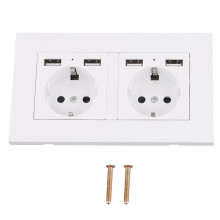 IP66 16A 250V Wodoodporna Zewnętrzna Gniazdo Ścienne Elektryczne Podwójne Gniazdo z 2 USB do Domu Ogrodowego w Stylu Niemieckim