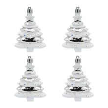 Paquete de 4 Bolas Navideñas de 8 X 6 cm, Decoración Especial para Árbol de Navidad, Regalo, Árbol de Navidad de Plástico Pintado, Color Plateado