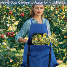 Delantales de Jardinería para Mujer con Bolsillos, Impermeables, Cesta para Recoger Frutas y Bayas, Color Azul.