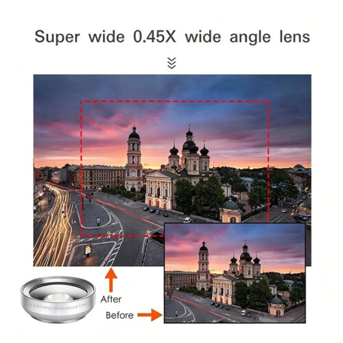 2 Functions Mobile Phone Lens 0.45x Ultra-Wide Angle Lens for  Android Phone Smartphone 1
