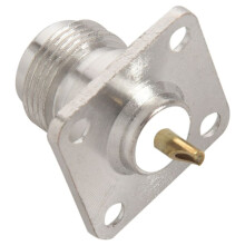 3X Connettore Femmina Tipo N Connettore Coassiale RF Connettore A 4 Fori con Coperchio A Saldare, Argento