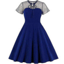 (M, Blue) Elegant Women's Dresses Evening Dress Business Work Dress Midi Dress V