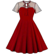 (XXL, Wine-Red) Elegant Women's Dresses Evening Dress Business Work Dress Midi Dress V