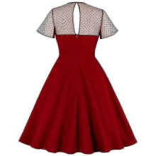 (S, Wine-Red) Elegant Women's Dresses Evening Dress Business Work Dress Midi Dress V