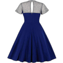 (L, Blue) Elegant Women's Dresses Evening Dress Business Work Dress Midi Dress V