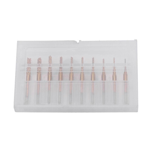 2025 10pcs Titanium Coated 0.8mm3.17mm End Mill Engraving Bits Rotary Cutter 1/8'' Shank