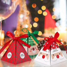 2025 50PCS Christmas Candy Box Gift Treat Boxes Santa Gift Boxes with Ribbons for Xmas Wedding Candy