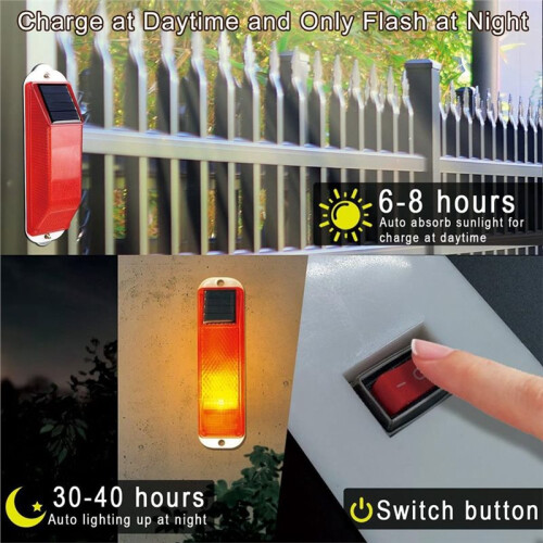 Solar Strobe Warning Light LED Warning Lamp 4-Pack Super Bright IP54 Waterproof Light Control Flashing 1