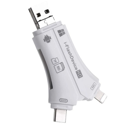 USB2.0+Micro+Type-C+ 4-in-1 Multi-Interface Card Reader for /TF Card for Phone Android  I-Flashdevice 2