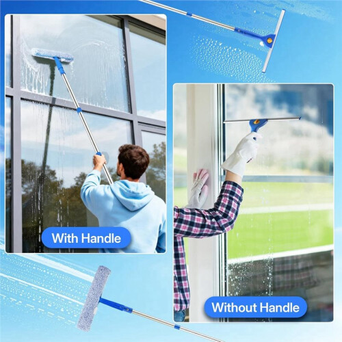 Window Cleaning Kit with Bucket Long Handle Window Squeegee and Microfiber Scrubber,High Window Washing Equipment 1