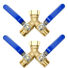 Lot de 2 Raccords en Y pour Tuyau D'Arrosage, Robinet D'Arrosage, Vanne de Dérivation en Cuivre pour Tuyau de Camping-Car, Filetage GHT 3/4 Pouce