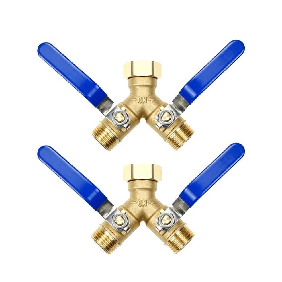 2Pcs 2 Way Hose Splitter Garden Hose Splitter Water Spigot Garden Rv Copper Hose Splitter Valve 3/4 Inch Ght Thread 4711494714330