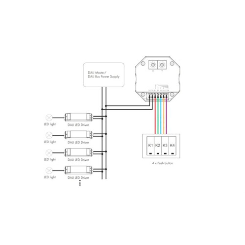 4 Push Button Dimmer da-4S DALI Signal Work with Master/Bus Power Supply Encoding for  Select Addresse 2