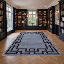 (200 X 290 cm, Grey Black) Luxury Soft Rugs Large Runner Rug Non Slip Door Mats