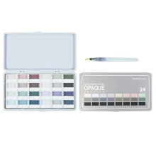 Superior Half-Solid Non-Transparent Watercolor Paint Set with Paintbrush 24 Colors Water Color Pigment for Painting