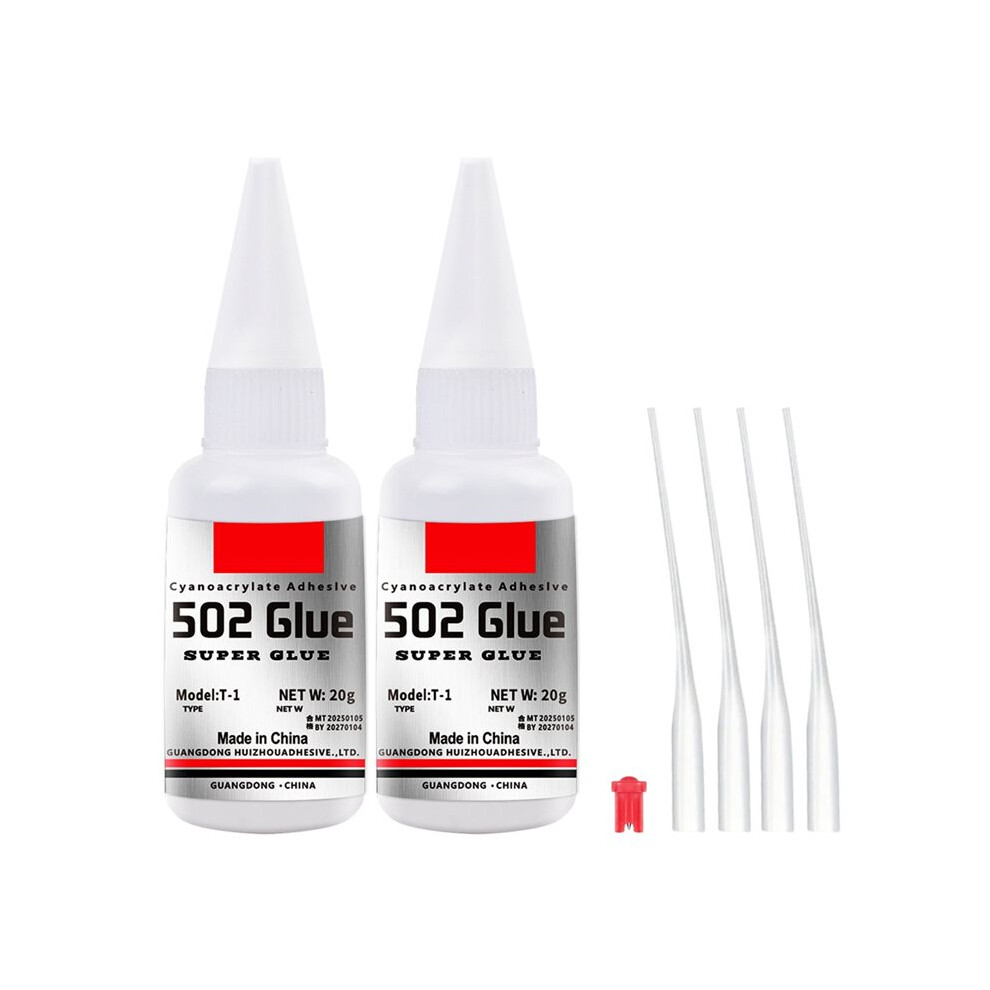 2Pcs 502 Super Glue Instant Quick-Drying Cyanoacrylate Adhesive Leather Rubber Wood Metal Strong Bond Liquid Glue Tool 6032963228140