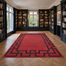 (200 X 290 cm, Red Black) Luxury Soft Rugs Large Runner Rug Non Slip Door Mats