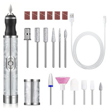 Professional Manicure Pedicure Kit, Cordless Rechargeable-Nail Set for Manicure Polishing, Shaping and Gel Remova White