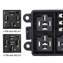 Boîtier de Relais et Fusible 12 V à 3 Voies avec Emplacements pour Fusibles à Lames Étanches 4 et 5 Broches, Compatible avec les Relais 40 A pour