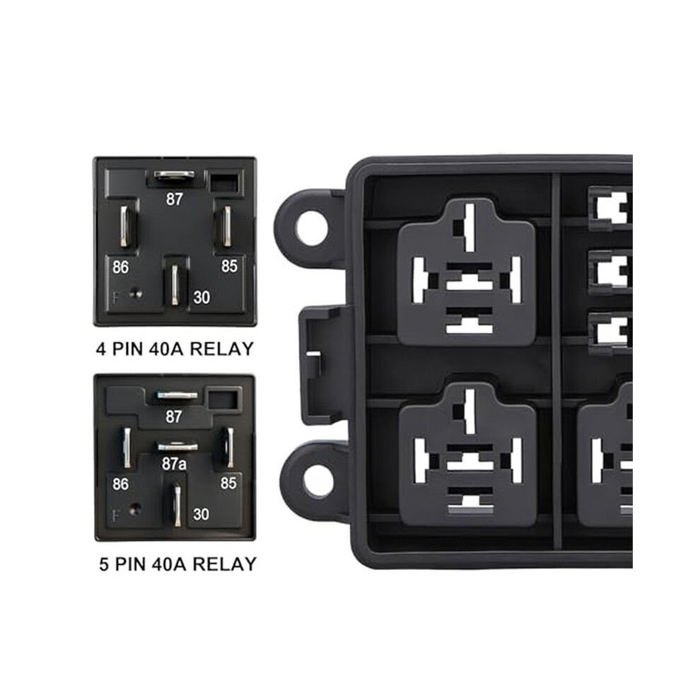 12V 3 Way Fuse Relay Box With Waterproof Blade Fuse Slots 4Pin 5Pin Compatible With 40Amp Relays For Cars Suvs And Boats 6031501847089