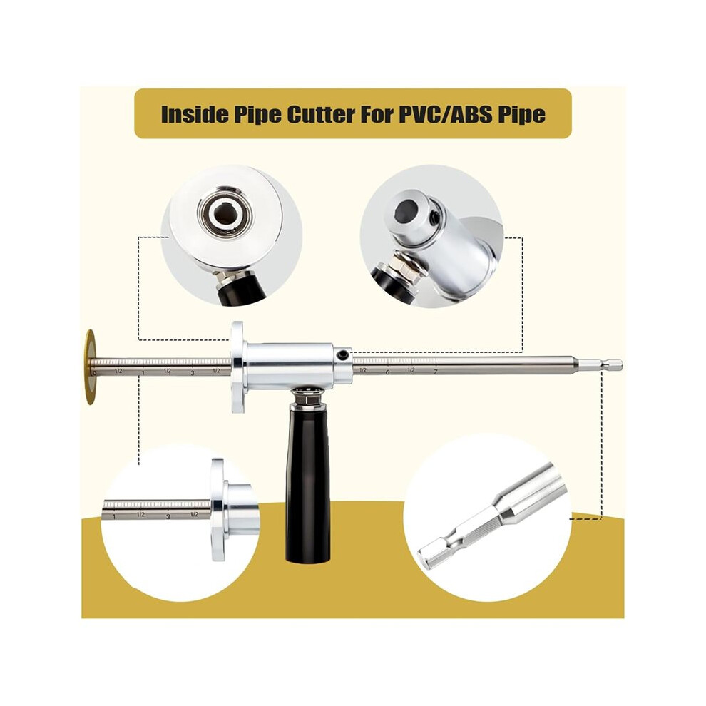 7-Inch Pvc Pipe Cutter Tool For Drill-Internal/Inside Pipe Cutting With Diamond Wheel,Hex Shank&Adjustable Depth 4711114136122