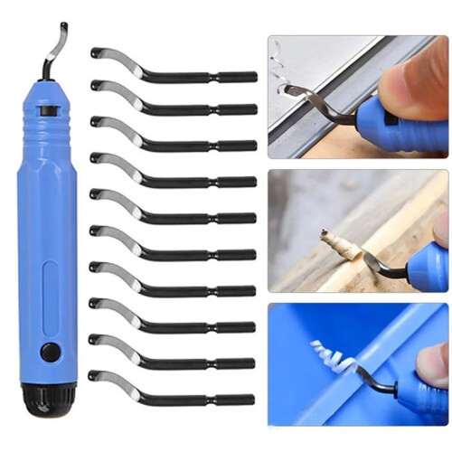 Metal Deburring Tool Kit with Anti-Slip Handle and 10 Blades