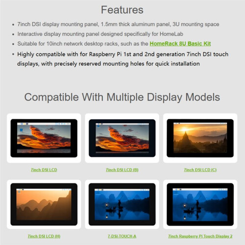 HomeRack 7inch  Display Mounting Panel, 3U Mounting Space, Compatible with for Raspberry Pi 7inch Touch Displays 1