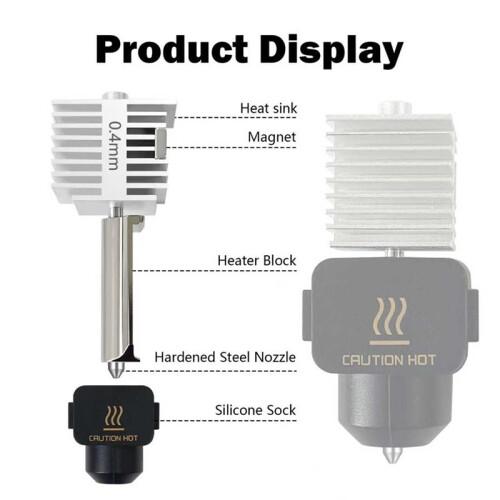 2 Pack for  A1/A1  Quick-Swap Hotend 0.4mm Stainless Steel Nozzle Integrated Structure Hot End Replacement 2
