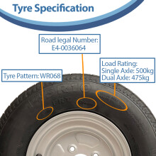 145R10C Trailer Kit, High Speed, Road Legal Wanda Wheels, Axles & Hitch 750 kgs