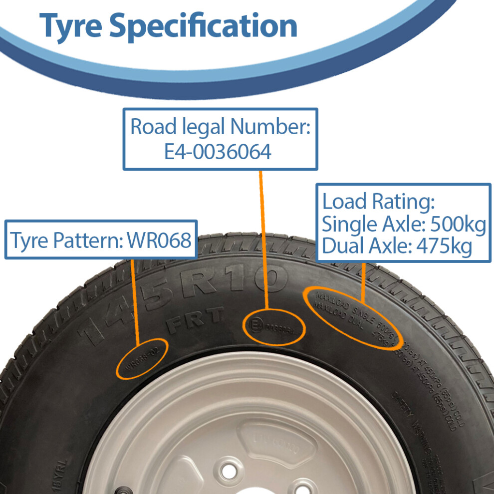 Parnells 145R10c Trailer Kit, High Speed, Road Legal Wanda Wheels, Axles & Hitch 750 Kgs
