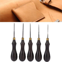 5pcs Leathercraft Beveller Tool with Wood Handle for DIY Leathercrafting Trimmer and Chamfering Tool