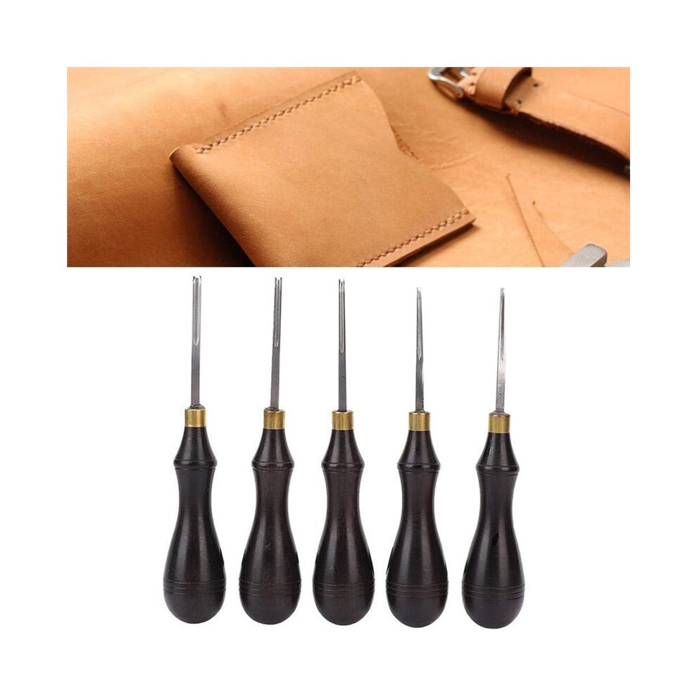 5Pcs Leathercraft Beveller Tool With Wood Handle For Diy Leathercrafting Trimmer And Chamfering Tool 6033314404299