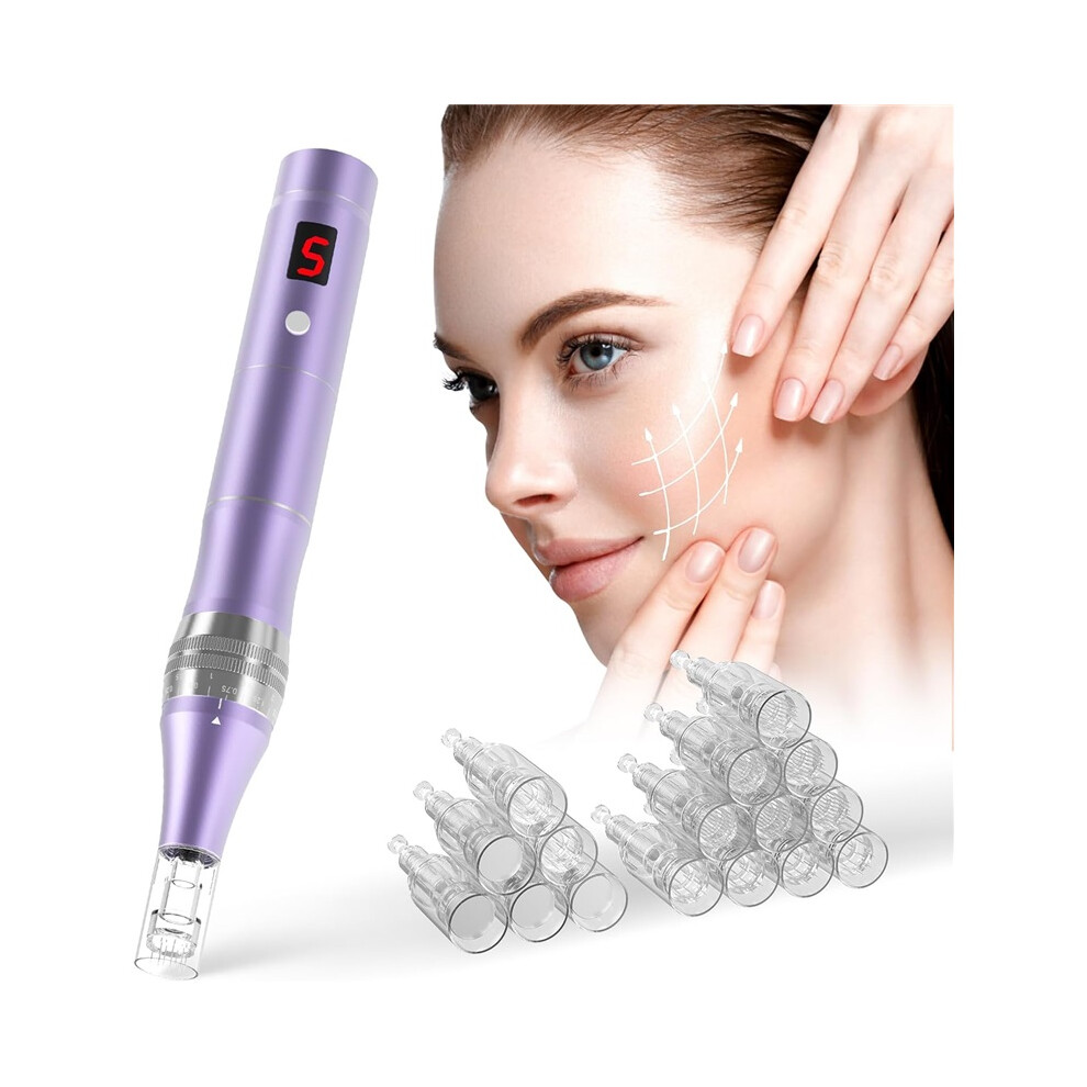 Stoyotu (Microneedling Pen Kit) Professional Wireless Microneedling Pen Derma Pen Cartridges Adjustable Microneedle Machine Skin Care