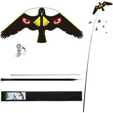 Owl Scarecrow Kite Bird Deterrent 122 x 62 cm Yellow Edges Fibreglass Frame Large Outdoor Use