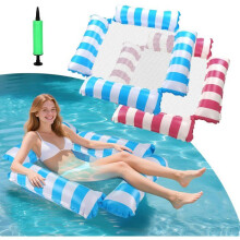 Adult Pool Float Hammock 4 in 1 Inflatable Swimming Mat with Mesh, Comfortable Floating Lounger for Pool and Beach
