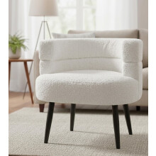 Alivio Sherpa Accent Chair for Living Room & Bedroom (White)