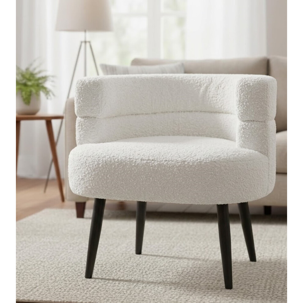 Alivio Sherpa Accent Chair For Living Room & Bedroom (White) White