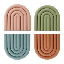 Onderzetters voor Warme Gerechten, Kleurrijke Siliconen Onderzetters, Hittebestendige Pannenlappen, Antislip Onderzetters, 4 Stuks